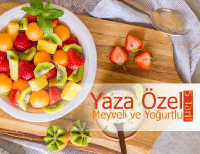 yaza özel meyveli yoğurtlu salata