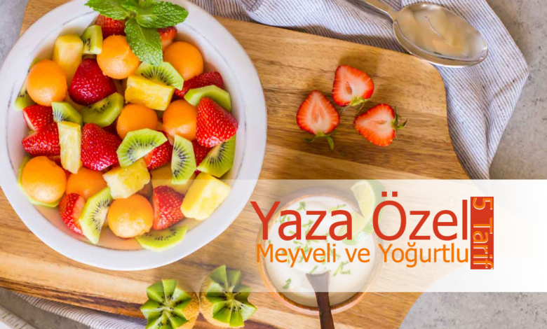 yaza özel meyveli yoğurtlu salata