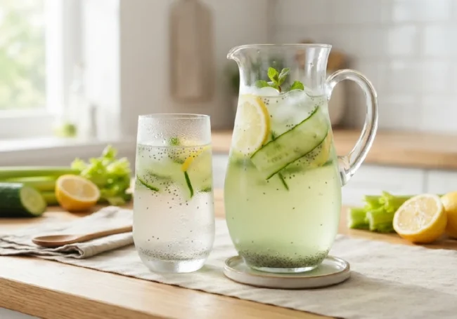 Salatalık, Kereviz Sapı ve Limonlu Detoks Suyu