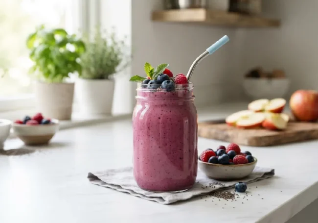 Orman Meyveli ve Kırmızı Elmalı Antioksidan Smoothie