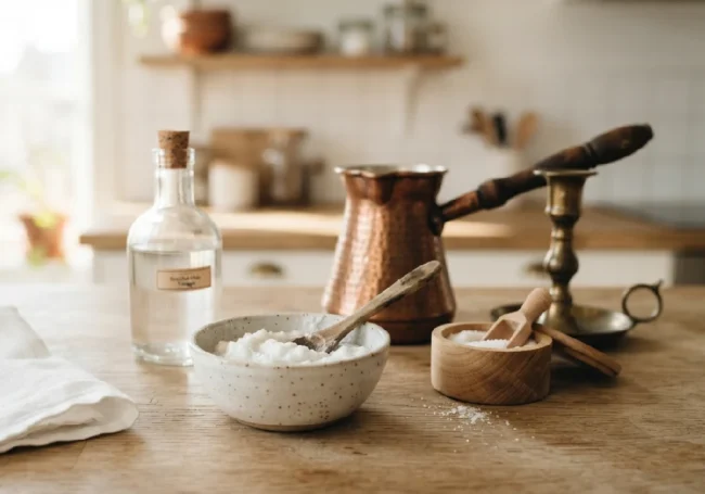 Bakır ve Pirinç Parlatma (Sirke + Sofra Tuzu)