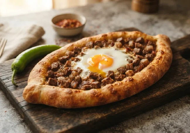 Pastrmajlija – Makedon Usulü Etli Pide