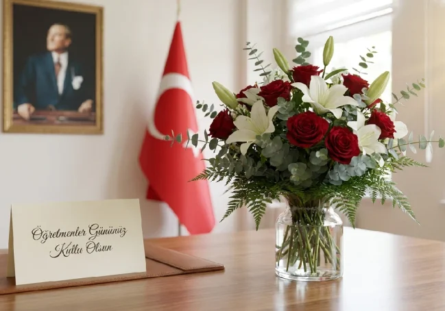 Öğretmenlere Toplu Çiçek ve Öğretmenler Odası Sürprizi